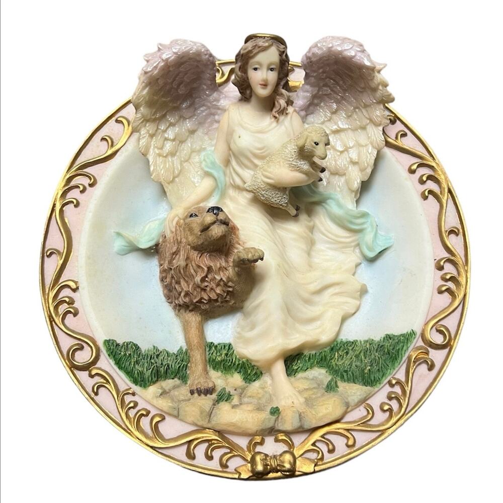 🔥 Sansco 1996 Guardian Angel, Lamb and Lion 3D Collector Decorative Plate